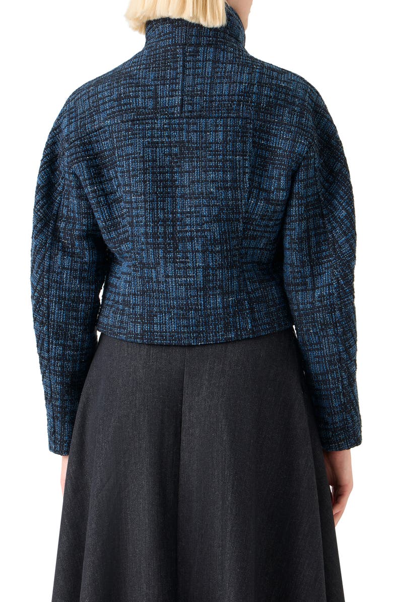 Akris punto Tweed Crop Jacket, Alternate, color, Medium Blue Denim-Black