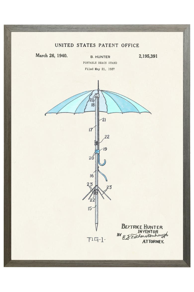 Beach Umbrella Patent in Black Frame, Main, color, No Color