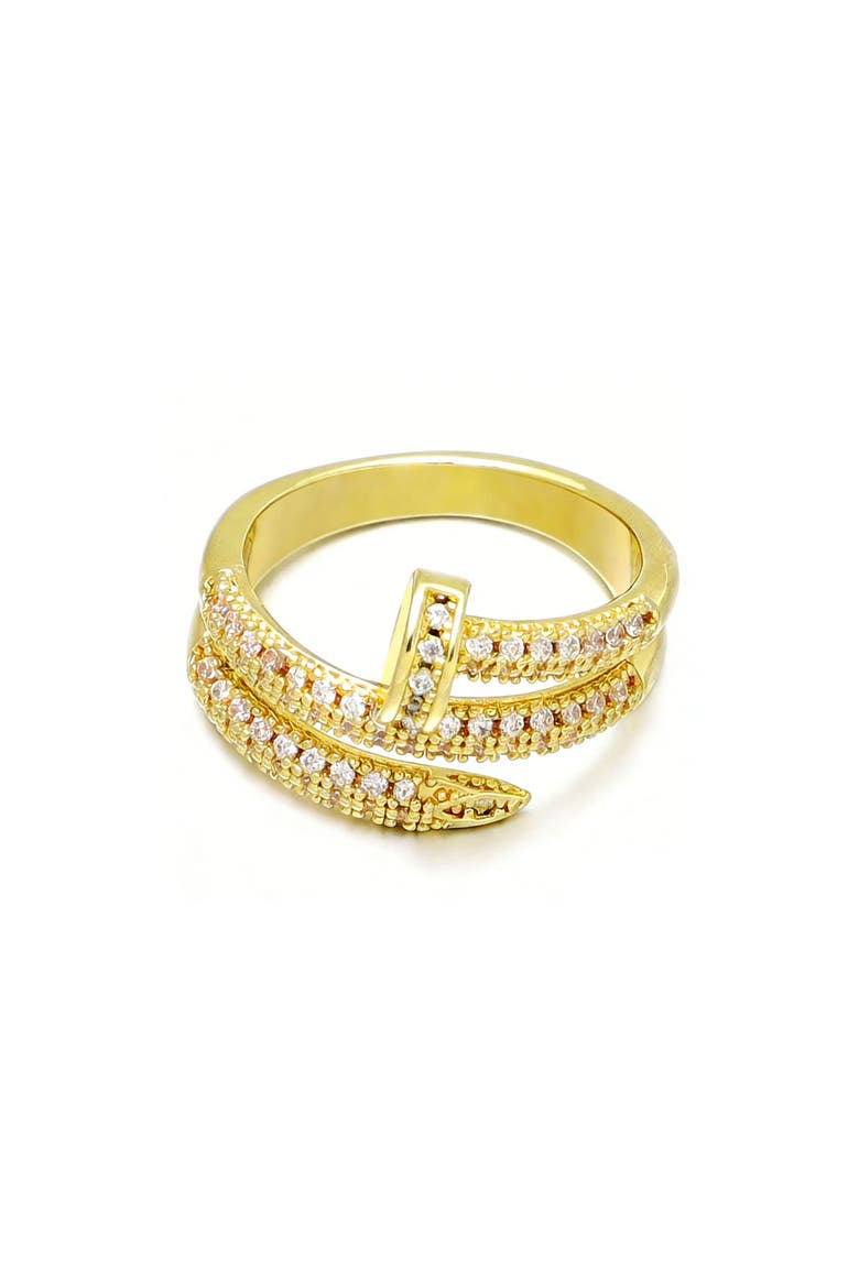 Cubic Zirconia Double Wrap Ring, Alternate, color, GOLD