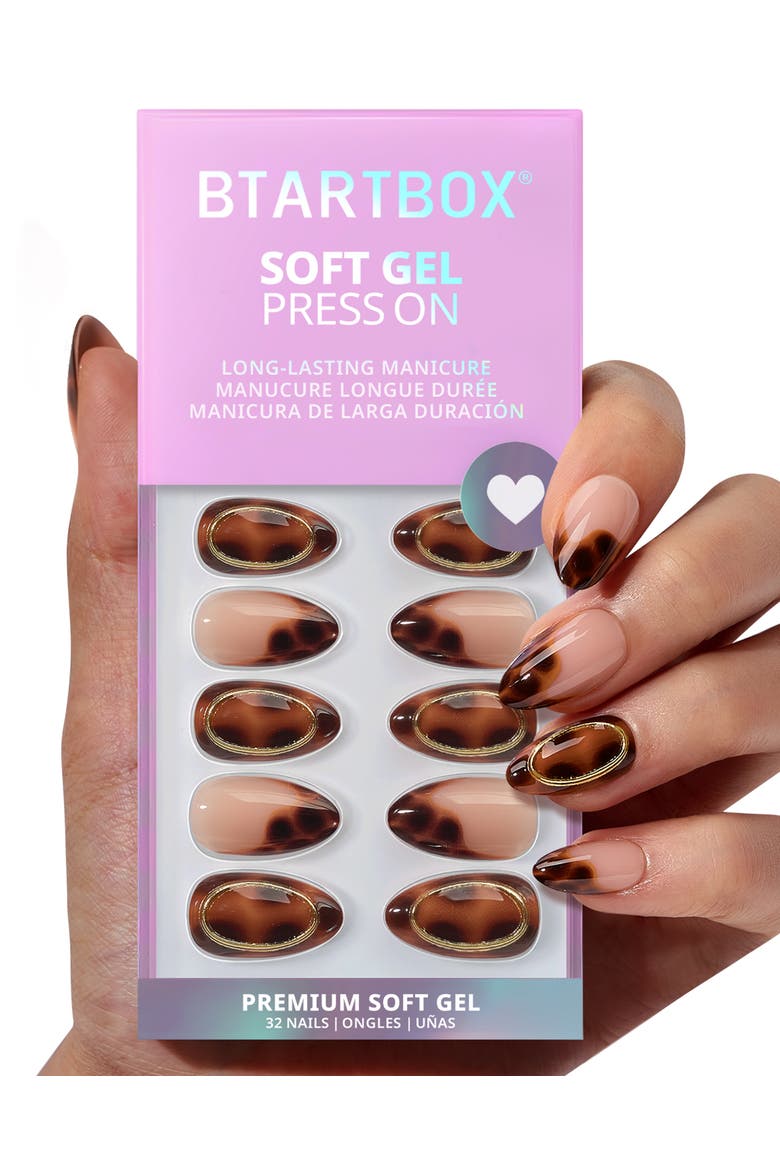 Press-on Nails Almond Nail Set, Alternate, color, Amber Hoops