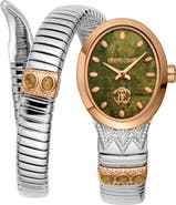 Roberto Cavalli Serpente Ornato Snake Wraparound Bracelet Watch, 22.5mm x 34mm