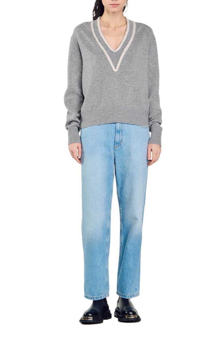 SANDRO Wool and cashmere sweater, Alternate, color, 