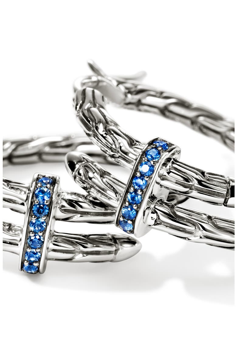 Spear Hoop Earrings, Sterling Silver, Sapphires, Alternate, color, SILVER/BLUE