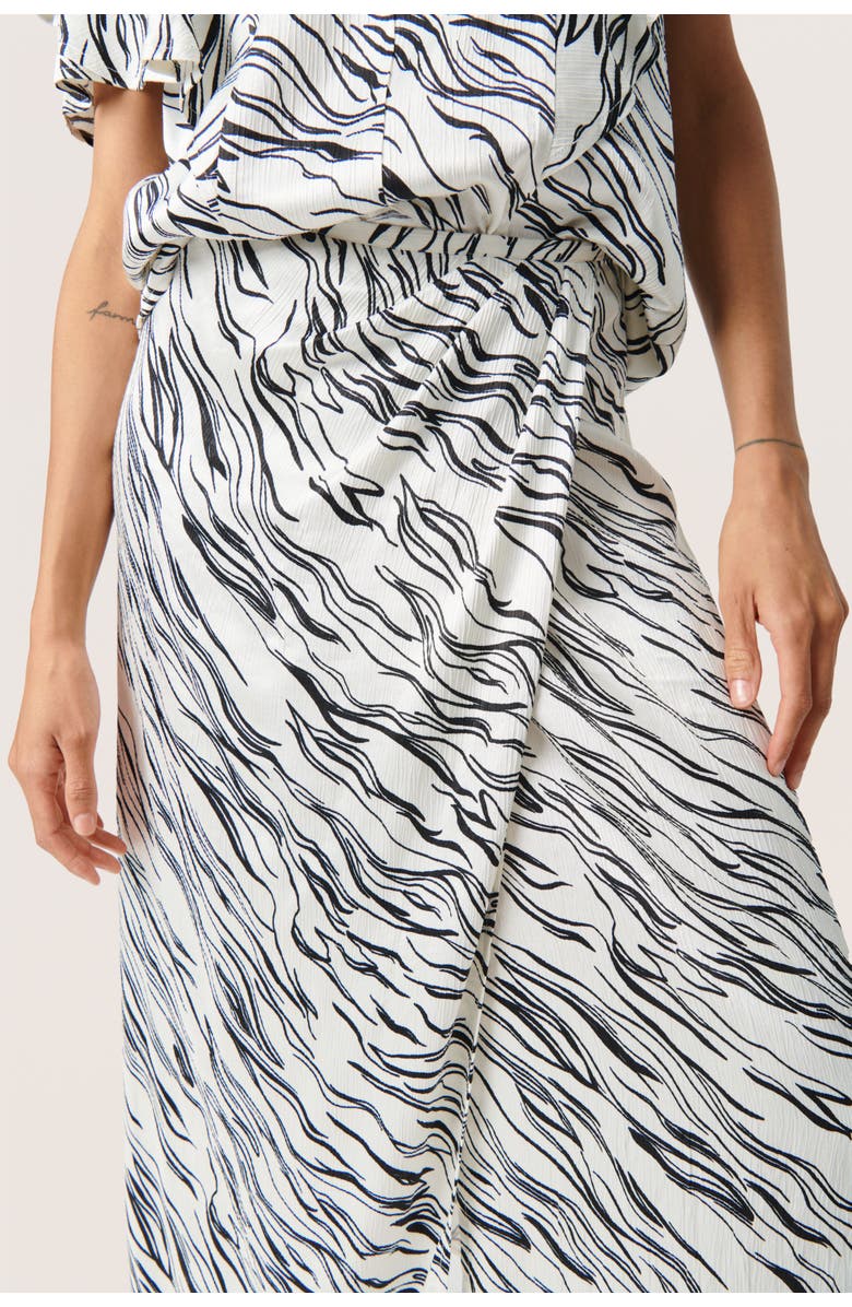 Soaked in Luxury Vinka Wrap Midrise Waist Maxi Skirt, Alternate, color, White/Black Wave Print