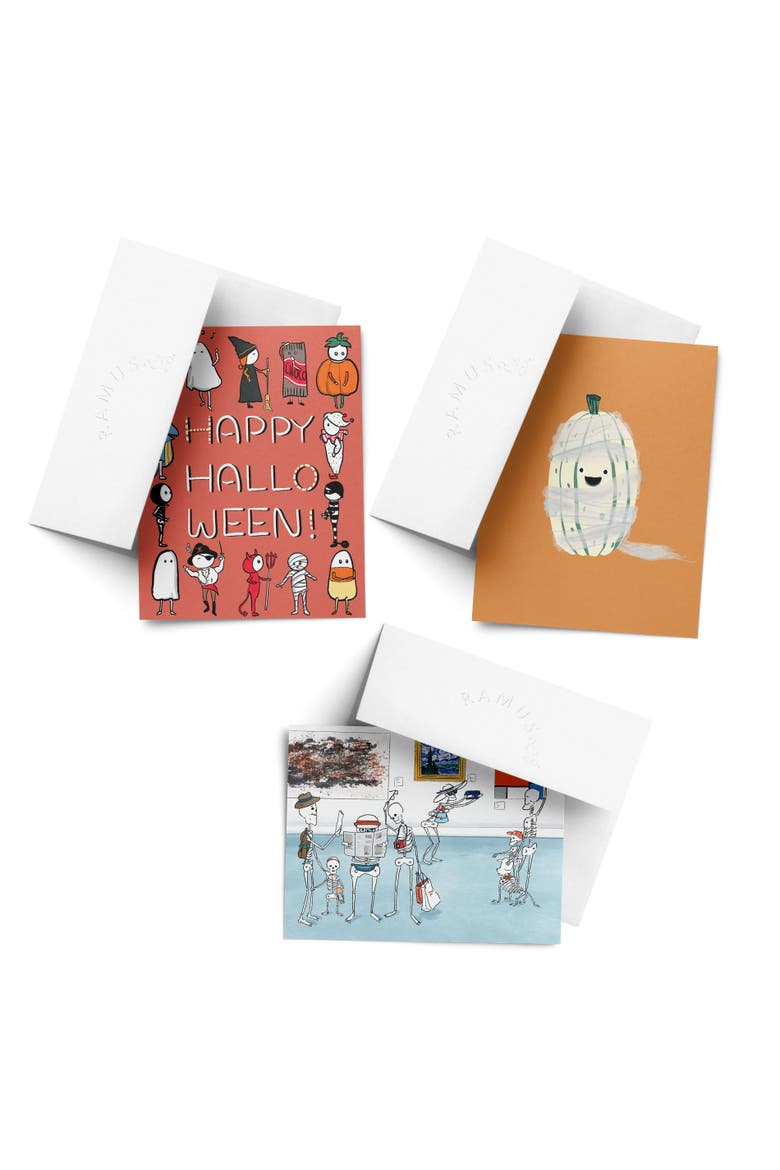 Happy Halloween, Skeleton Tour, Pumpkin Mummy Fall/Autumn Greeting Card Pack Sets, Main, color, Multi-Pack