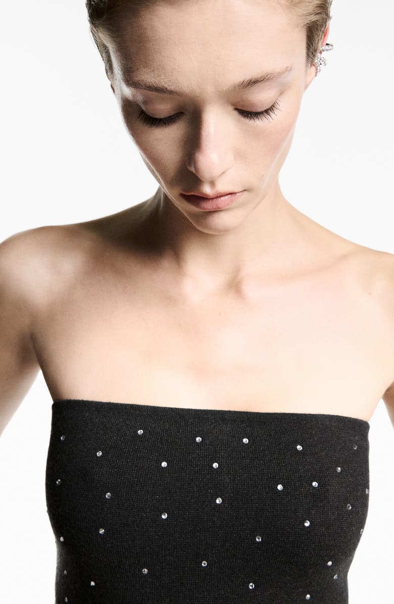 MANGO Embellished Strapless Sweater Minidress, Alternate, color, 