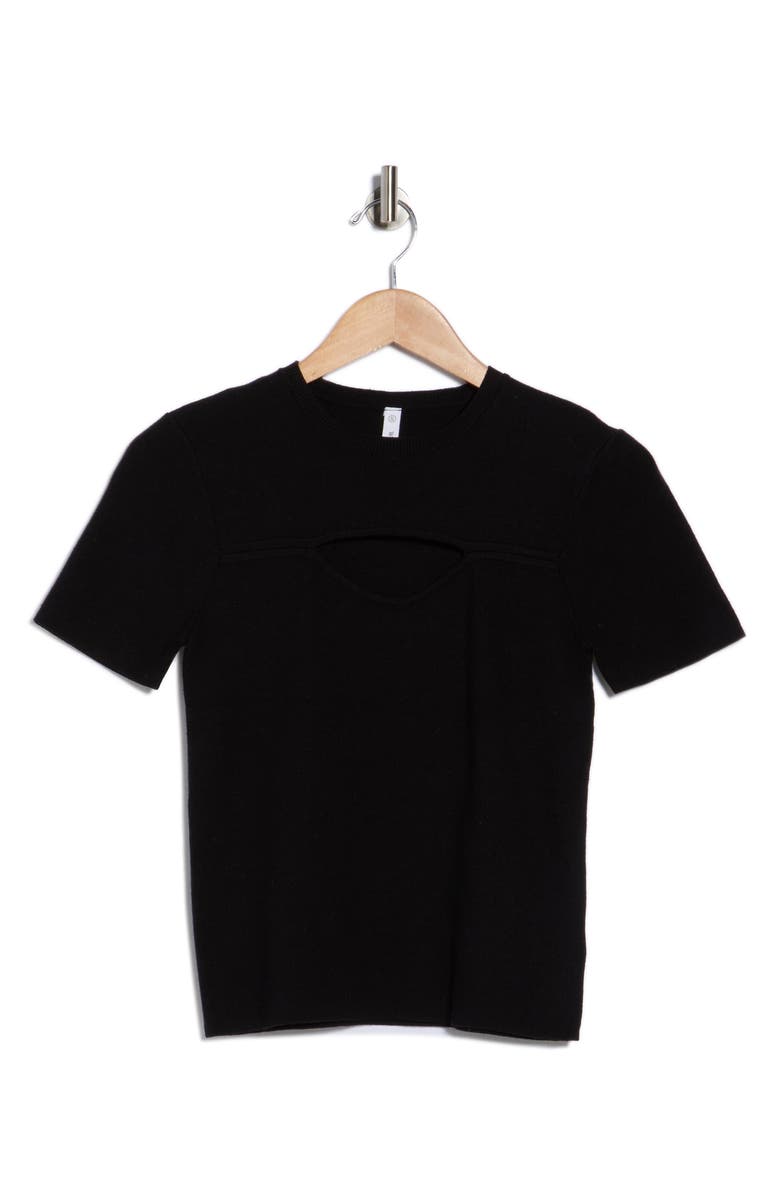 WISHLIST Cutout Short Sleeve Knit Top, Main, color, Black