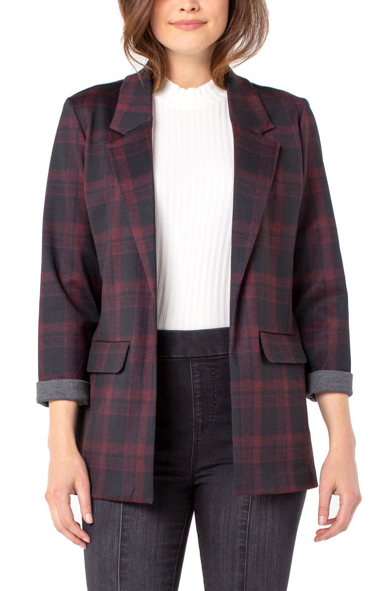 Liverpool Los Angeles Liverpool Tartan Plaid Boyfriend Blazer, Main, color, 