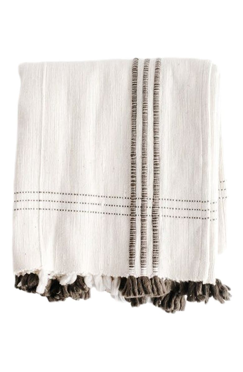 Creative Women Ribbons Cotton Table Runner, Main, color, Gray