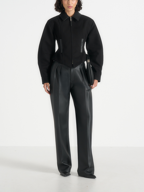 Sky Hourglass Contrast Leather Jacket