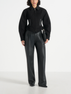 Manière De Voir Sky Hourglass Contrast Leather Jacket