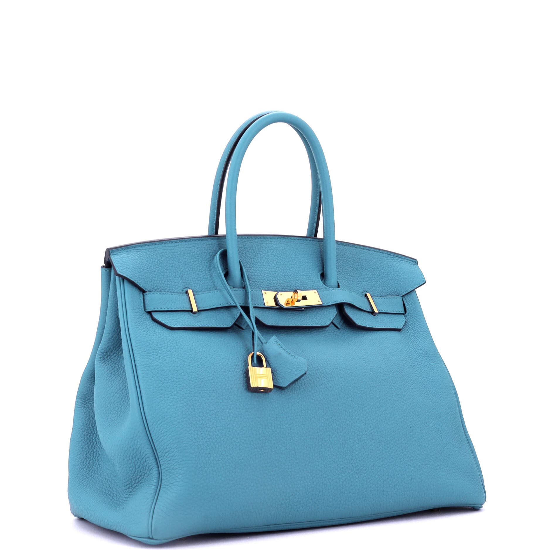 Pre-Owned Hermes Birkin Handbag Blue Togo with Gold Hardware 35, Alternate, color, Turquoise