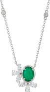 SAVVY CIE JEWELS Cubic Zirconia Cluster Oval Pendant Necklace