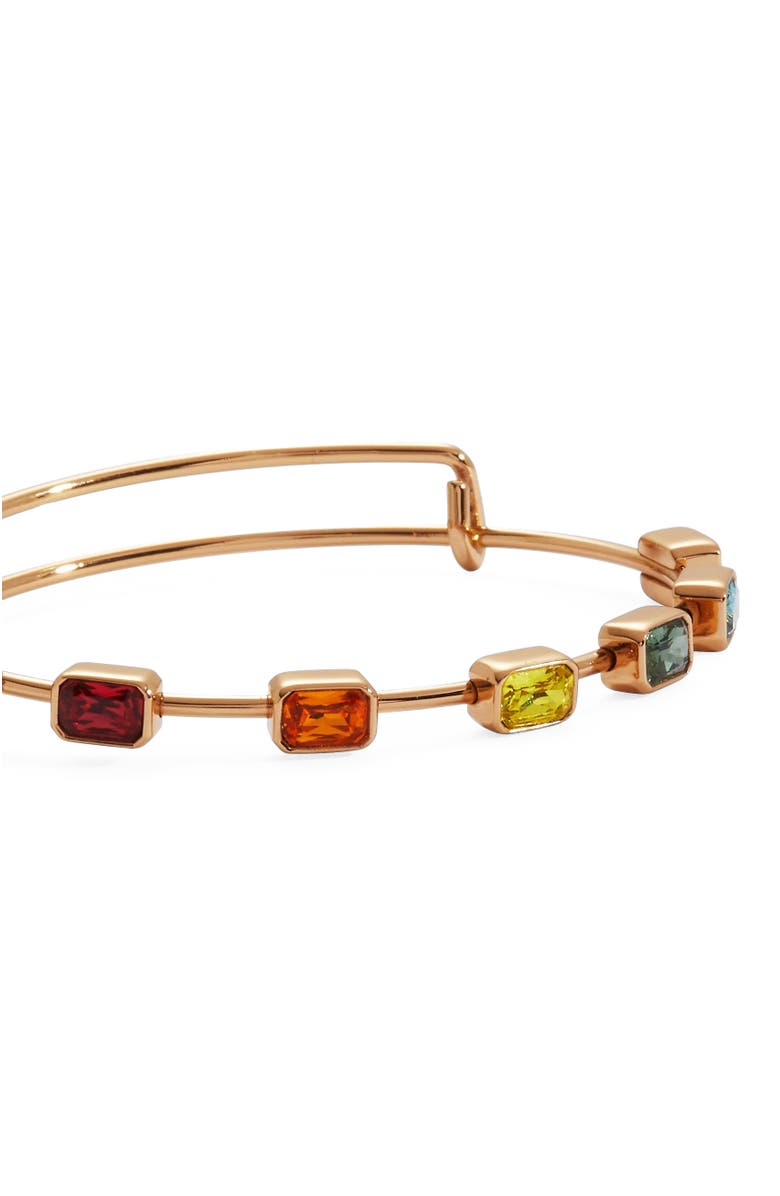 Alex and Ani Rainbow Ombre Inline Bangle Bracelet, Alternate, color, Rainbow Ombre