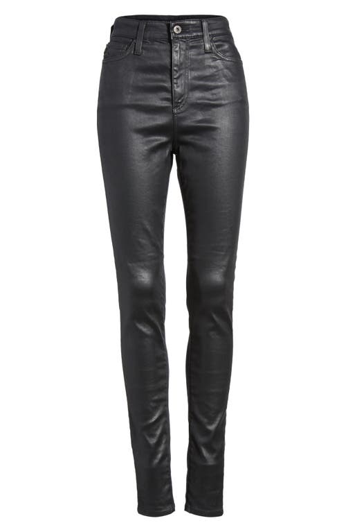 Ag The Mila Super High Waist Skinny Faux Leather Pants In Leatherette Super Black