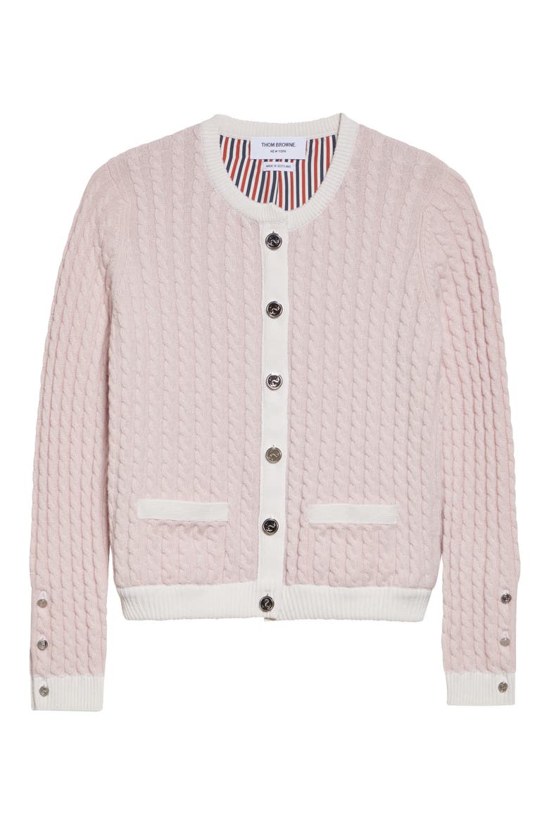 Baby Cable Cashmere Cardigan, Alternate, color, LIGHT PINK