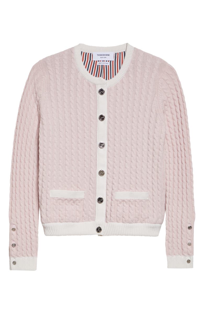 Thom Browne Baby Cable Cashmere Cardigan, Main, color, Light Pink