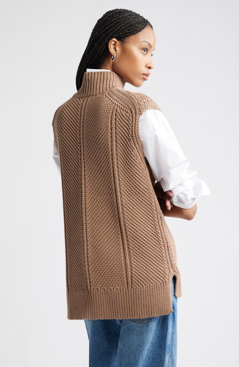 Nordstrom Textured Sleeveless Mock Neck Sweater, Alternate, color, Tan Portabella