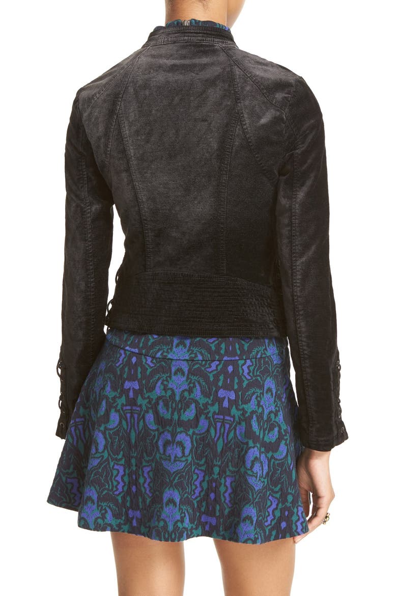 'Lacey' Velvet Jacket, Alternate, color, BLACK