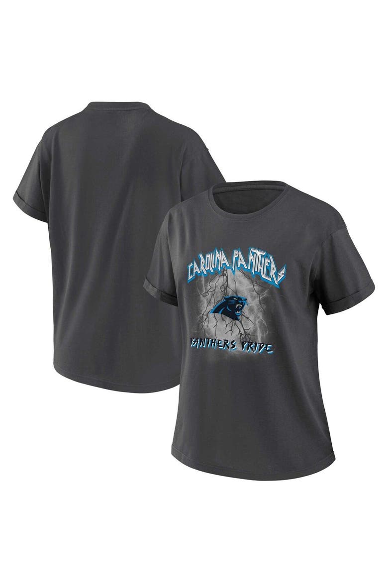 Women's WEAR by Erin Andrews Charcoal Carolina Panthers Boyfriend T-Shirt, Alternate, color, Charcoal