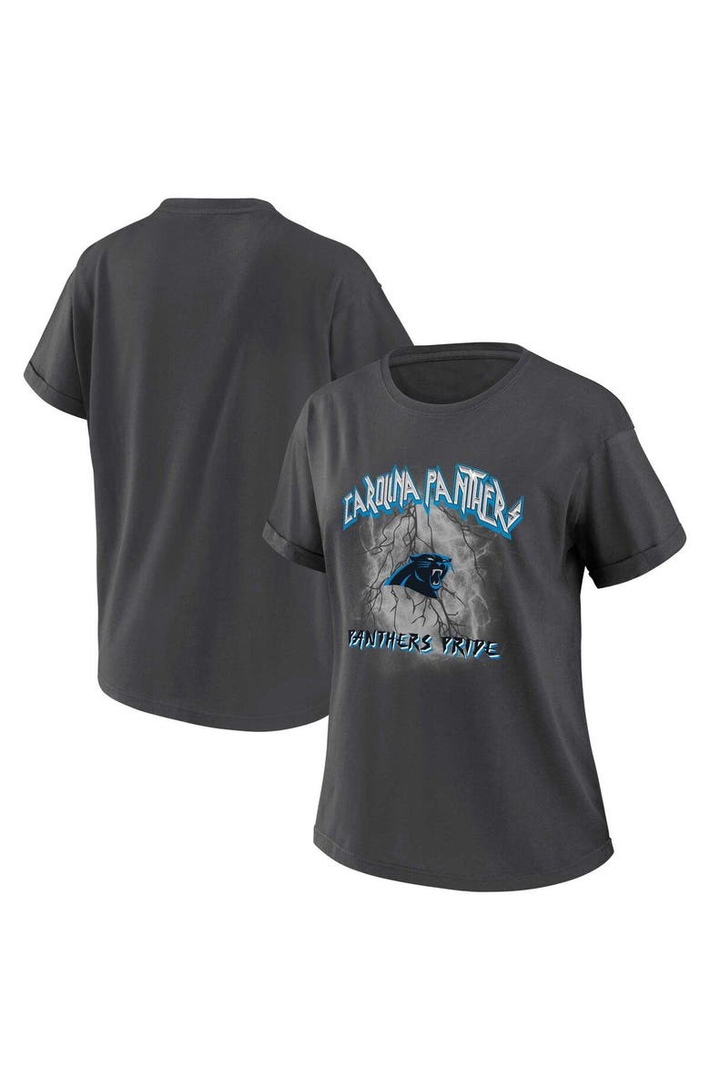 WEAR by Erin Andrews Women's WEAR by Erin Andrews Charcoal Carolina Panthers Boyfriend T-Shirt, Alternate, color, Charcoal