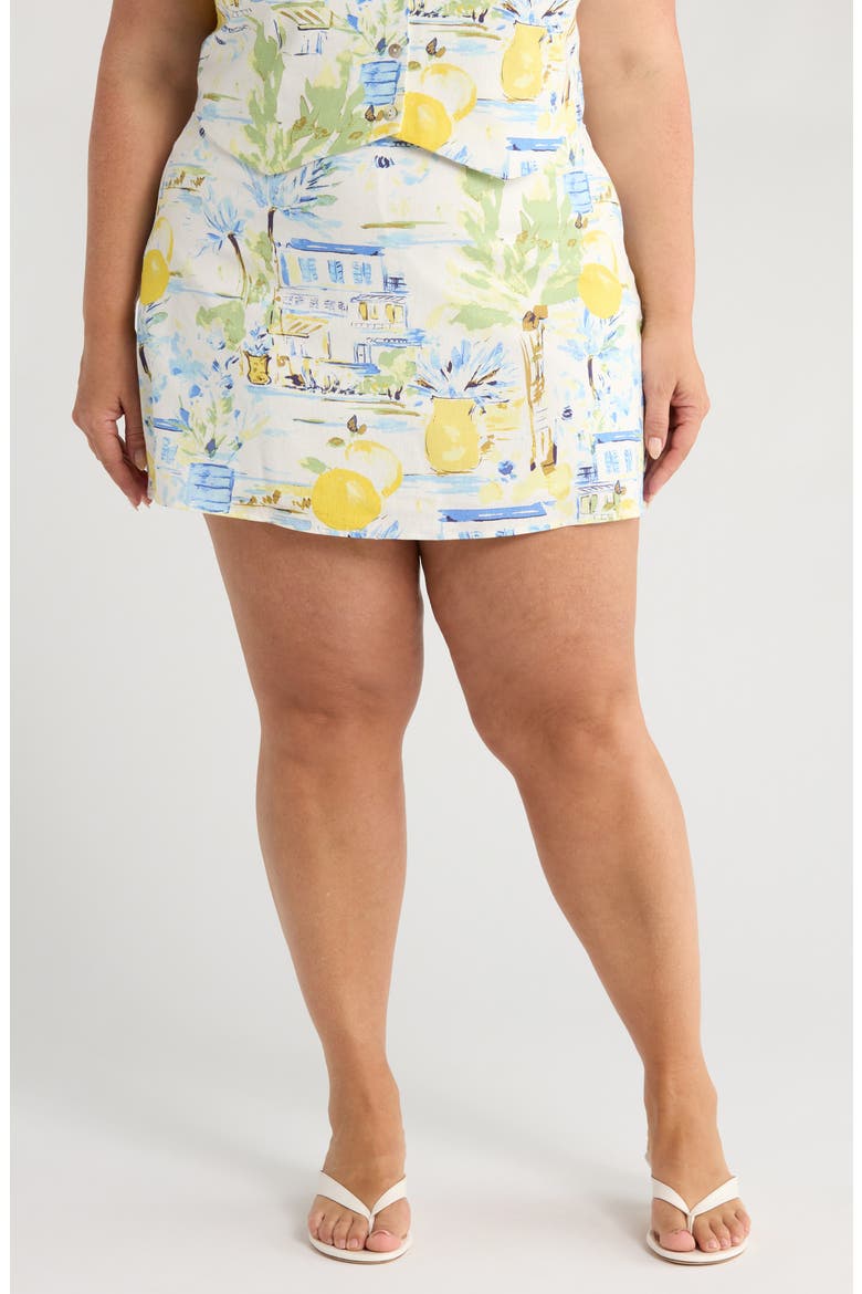 Ciendra Landscape Print Miniskirt, Main, color, IVORY/ BLUE