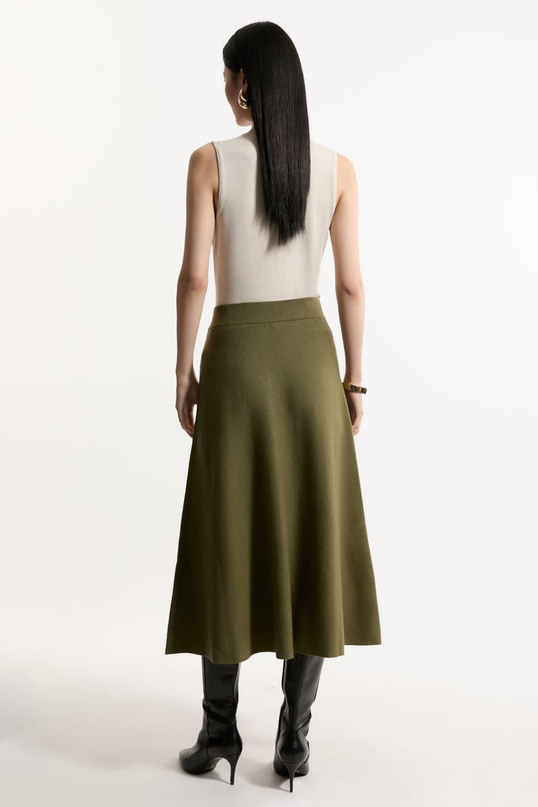 Milano Knit Full Midi Skirt, Alternate, color, Olive