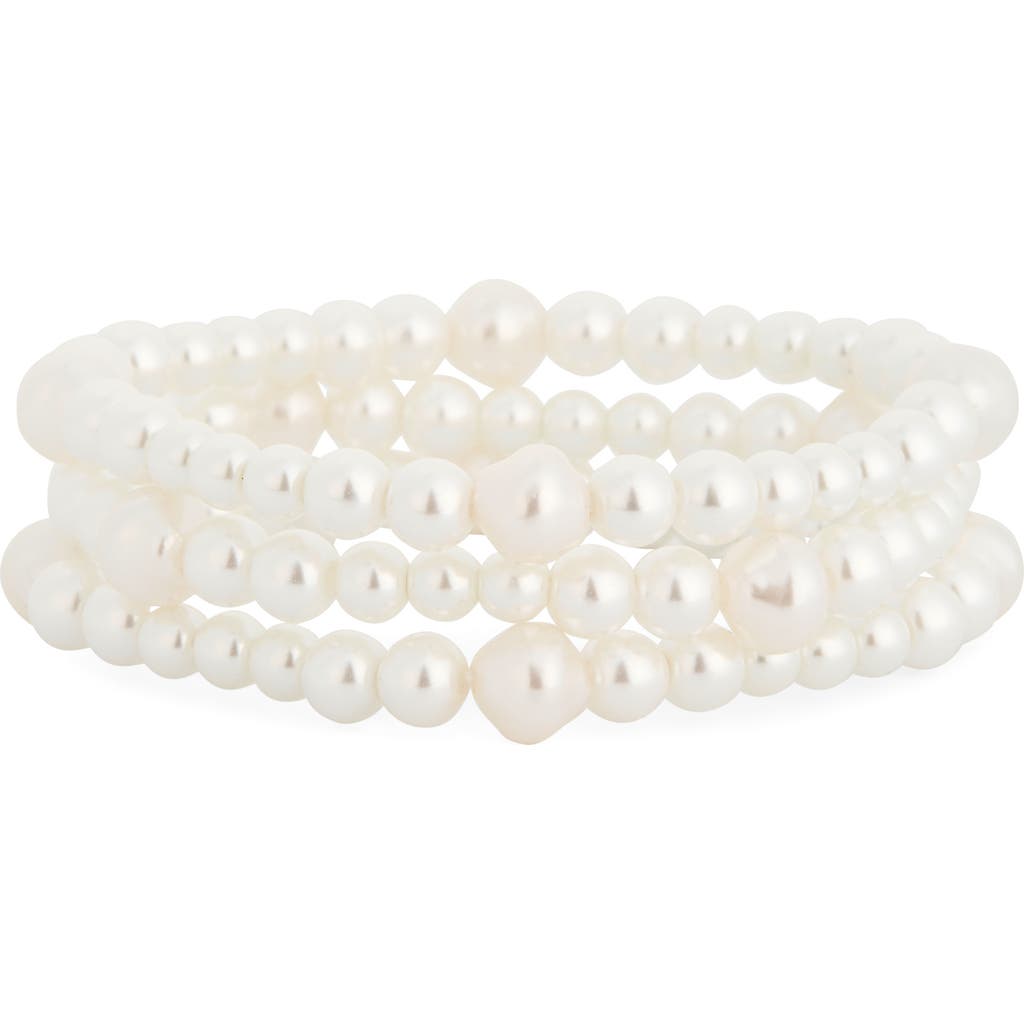 Shop Nordstrom Rack Set Of 3 Faux Pearl Stretch Bracelets In White