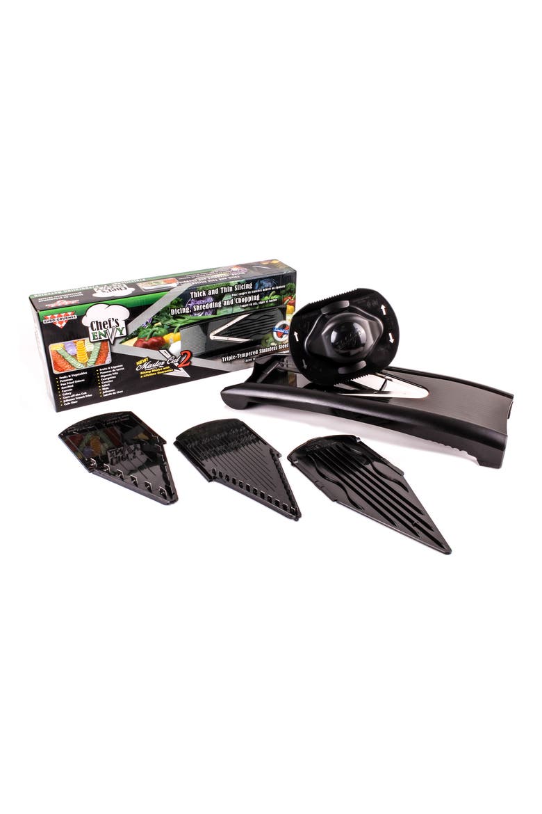 Chef-Envy 4-Piece Mandolin Slicer, Main, color, BLACK