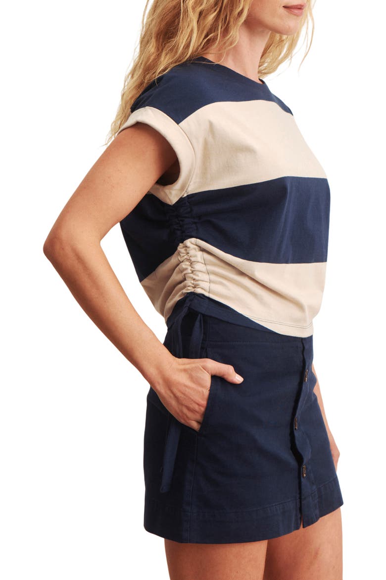 All Day Stripe Side Tie Organic Cotton Blend T-Shirt, Alternate, color, NAVY BLUE/ DARK OPAL RUGBY