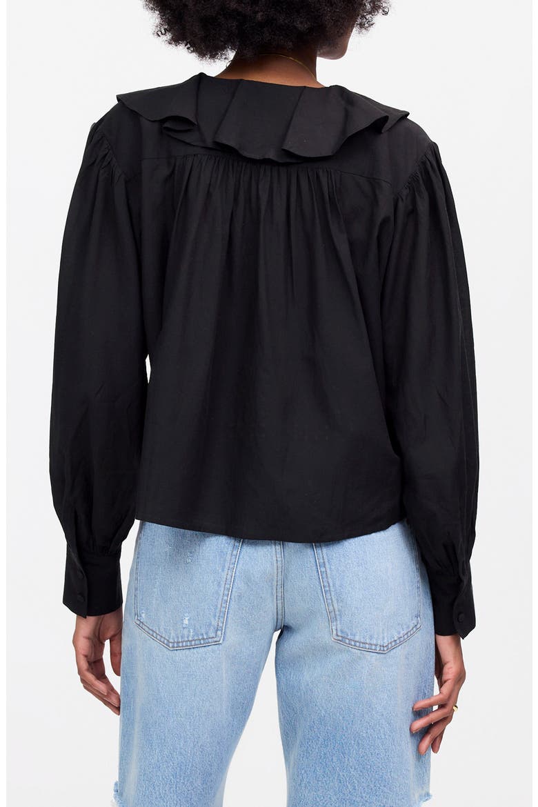 Ruffle Pintuck Long Sleeve Top, Alternate, color, TRUE BLACK