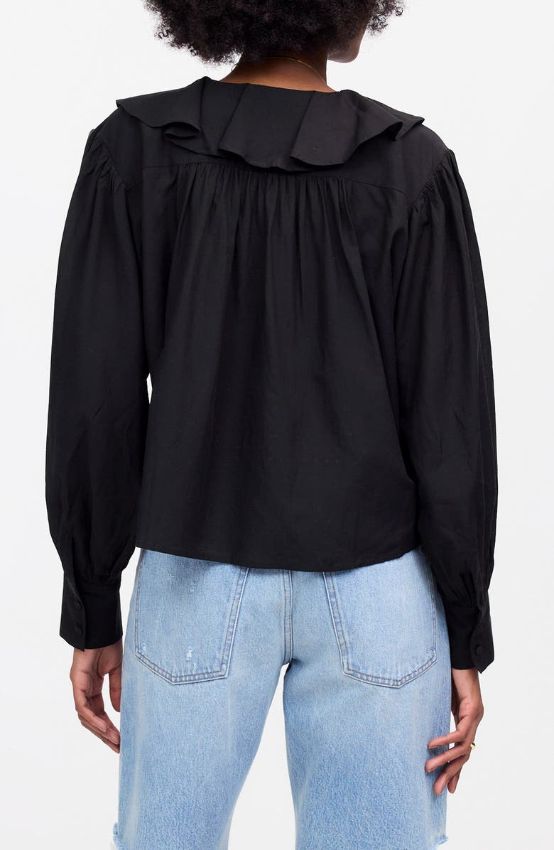 Madewell Ruffle Pintuck Long Sleeve Top, Alternate, color, True Black