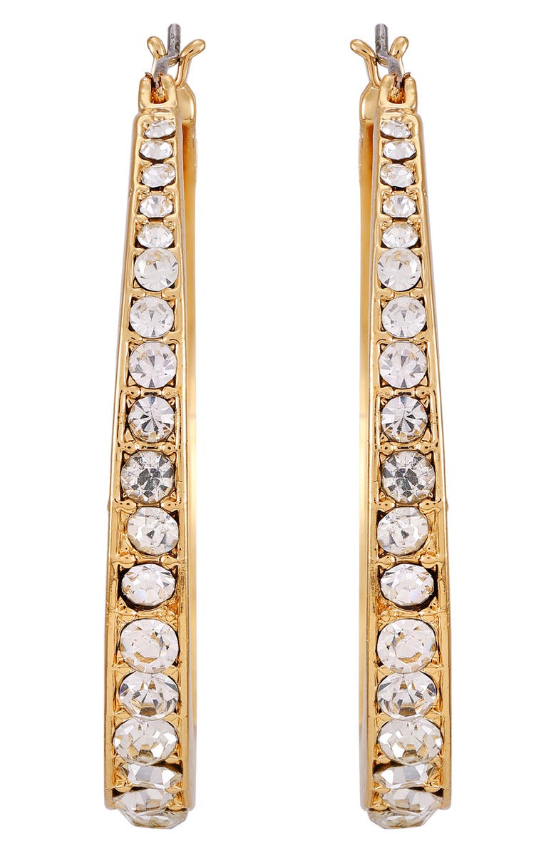 Vince Camuto Crystal Hoop Earrings, Main, color, Goldtone1