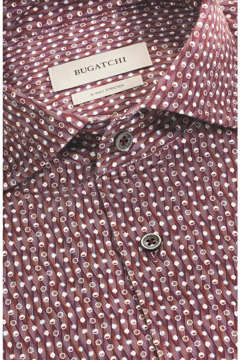 Devon OoohCotton® Geo Print Button-Up Shirt, Alternate, color, BURGUNDY