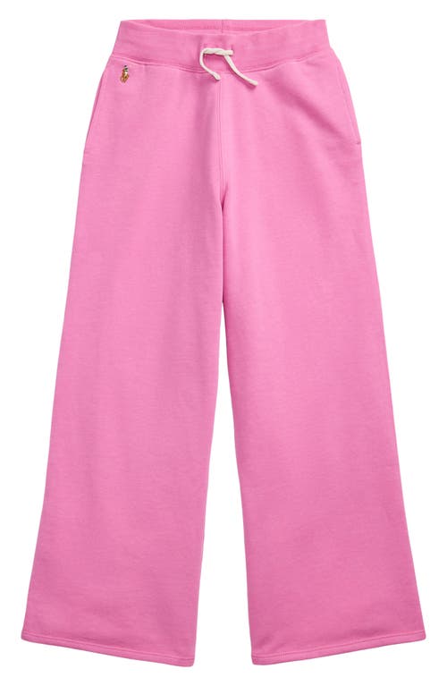Polo Ralph Lauren Kids' French Terry Wide Leg Pants In Pink
