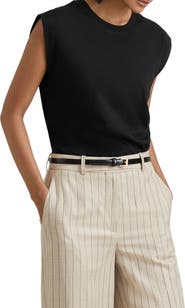 Reiss Morgan Cap Sleeve Cotton T-Shirt