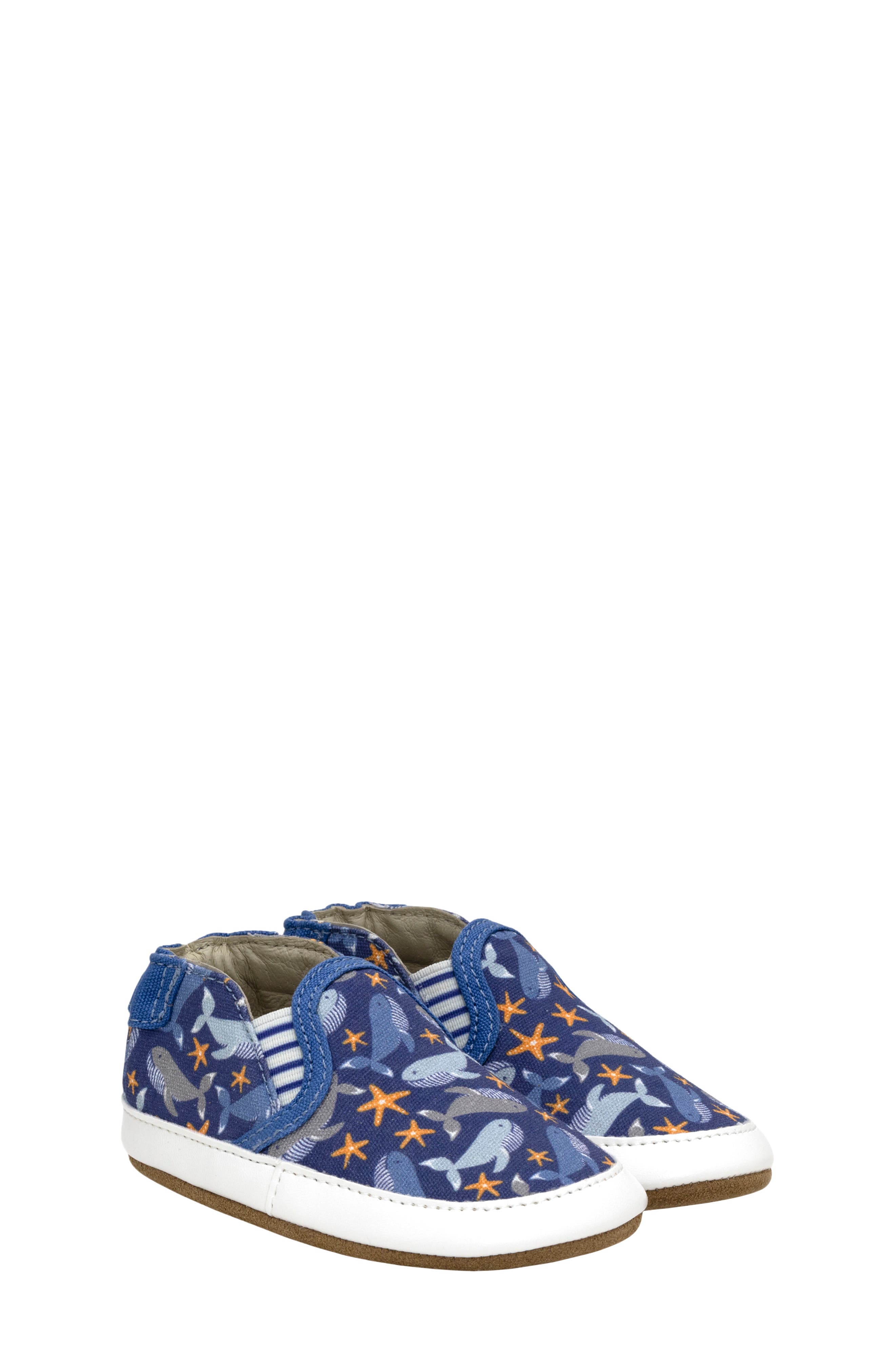 Robeez<sup>®</sup> Whale Tale Crib Shoe, Main, color, Dark Blue