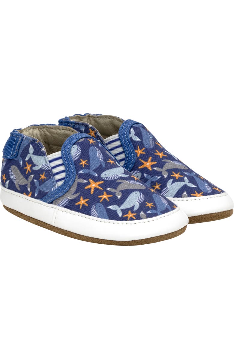 Robeez<sup>®</sup> Whale Tale Crib Shoe, Main, color, Dark Blue