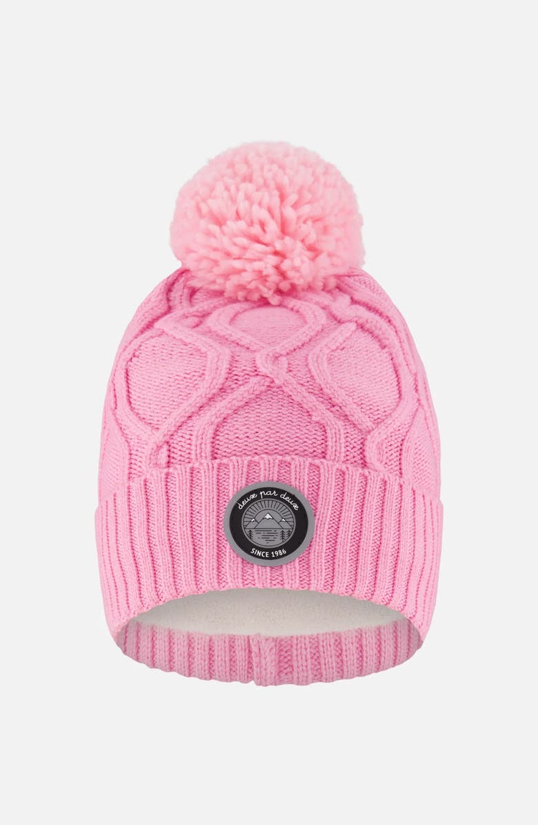 Deux par Deux Lined Knit Pompom Hat, Main, color, Pink