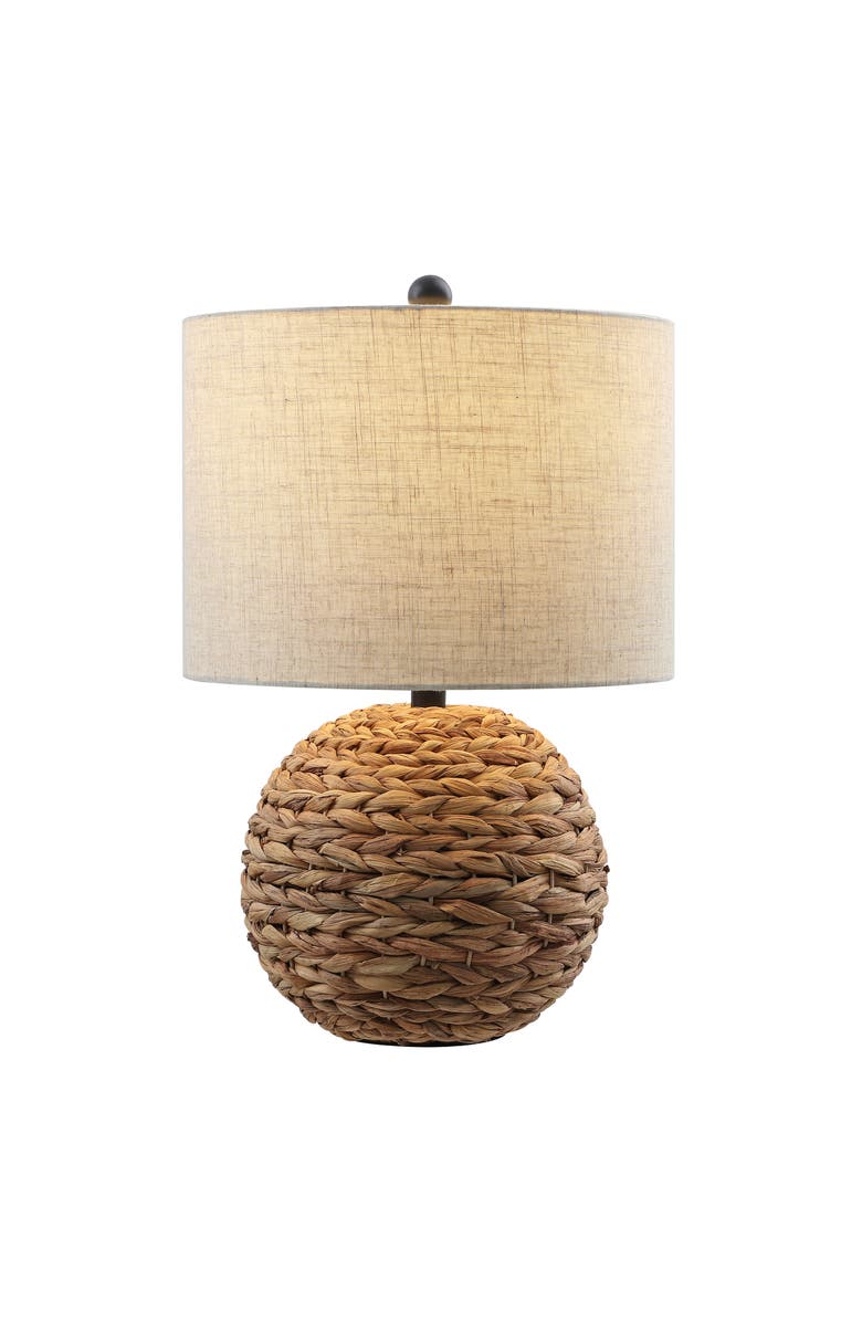 JONATHAN Y Camilo 21.5" Modern Coastal Woven Rattan Globe LED Table Lamp, Main, color, Brown