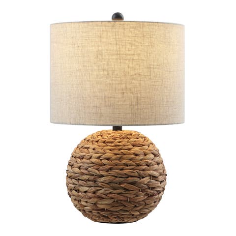 Camilo 21.5" Modern Coastal Woven Rattan Globe LED Table Lamp