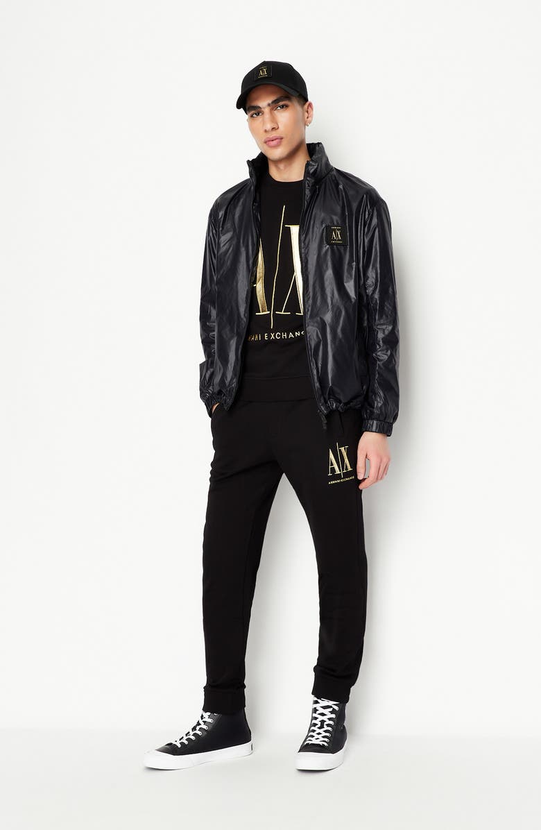 Armani Exchange Embroidered Metallic Icon Logo Sweatshirt, Alternate, color,