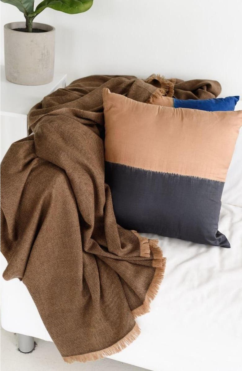 Studio Variously Kala Black & Gold Color Block Mulberry Silk Pillow, Alternate, color,