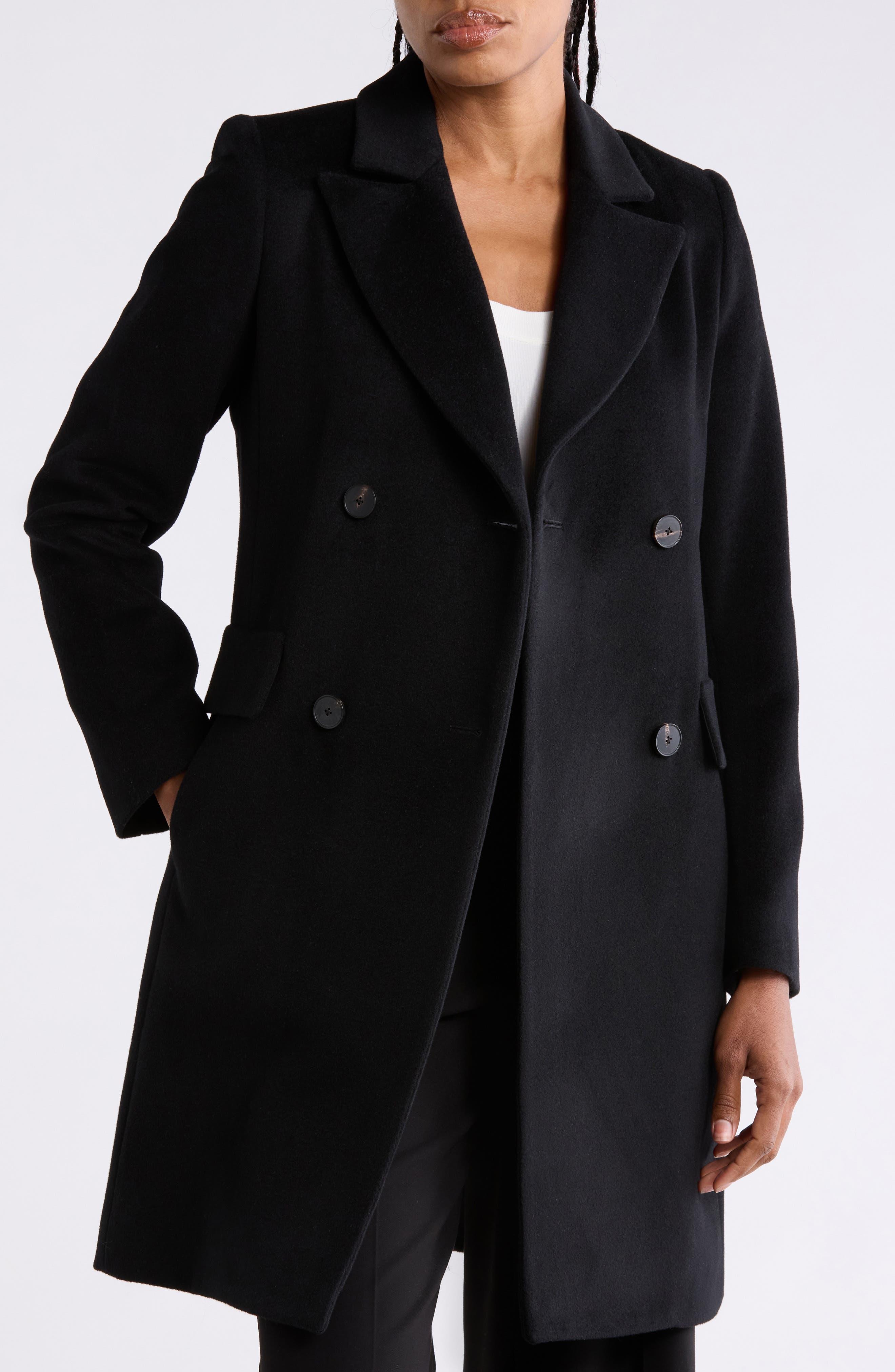Double Breasted Wool Blend Coat