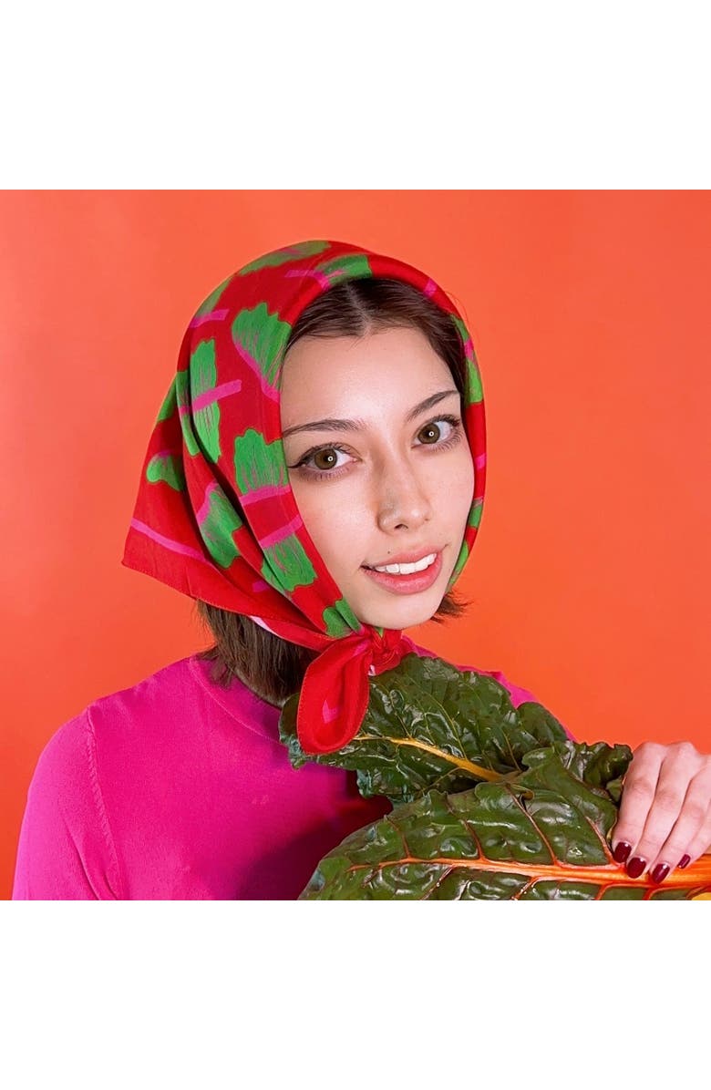 Centinelle Glowing Chard Cotton Silk Bandana, Alternate, color, Red