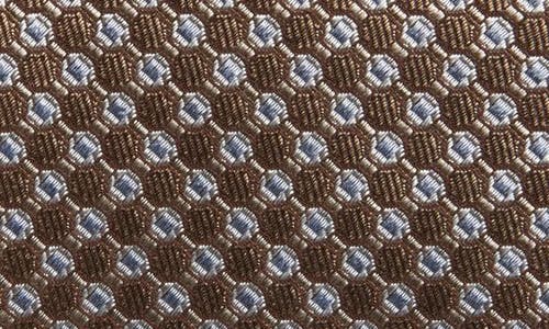 David Donahue Geometric Silk Tie In Brown