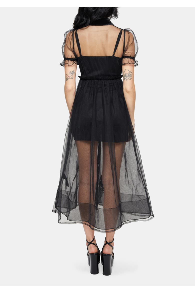 Aria Embroidered Tulle Shirt Dress, Alternate, color, Black