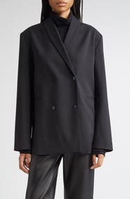 LOULOU DE SAISON Sancia Double Breasted Stretch Virgin Wool Blazer