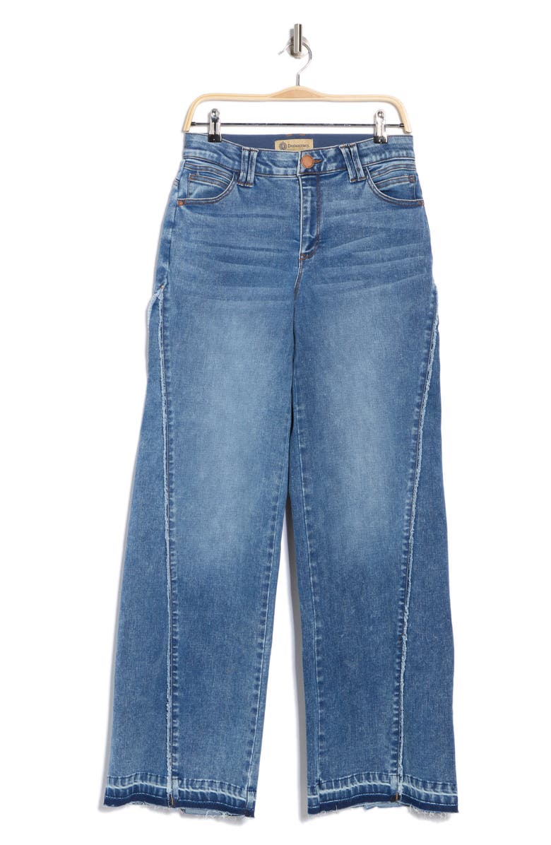 Democracy Wide Leg Paneled Raw Hem Jeans, Alternate, color, Bl-Blue