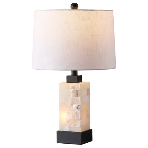 Jonathan Y Eloise 23" Coastal Glam Alabaster/metal Led Table Lamp In White/black